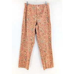 Sigrid Olsen Sport Peach Orange Floral High Rise Straight Leg Pants Size 6 26/26